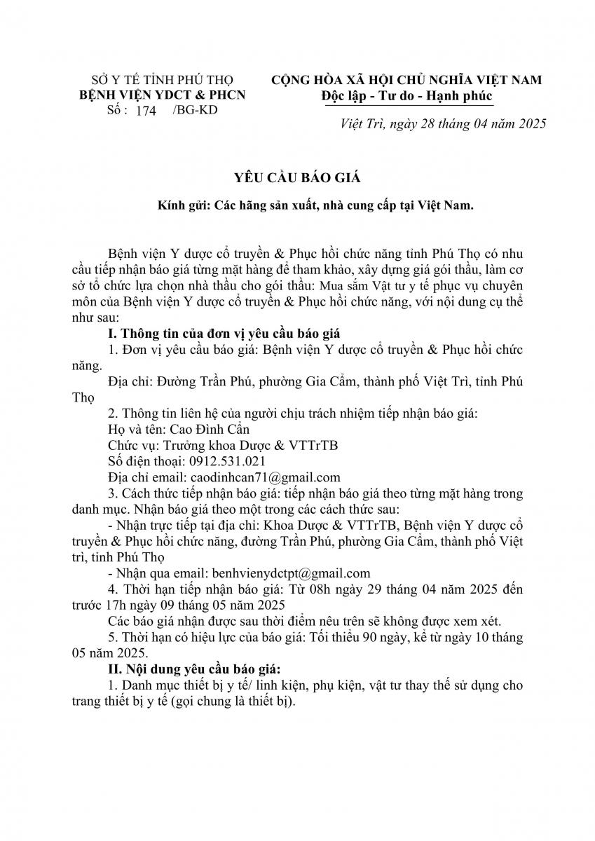 BÁO GIÁ VẬT TƯ BƠM TIÊM